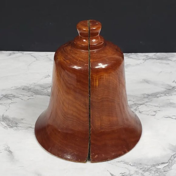 Handmade Wood Bell Bookend Set Vintage - Picture 9 of 9